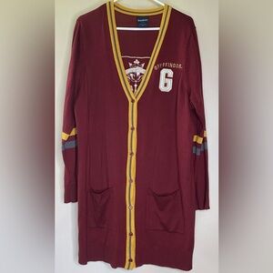 Torrid Harry Potter Gryffindor Dark Red Varsity Boyfriend Cardigan Sz 3